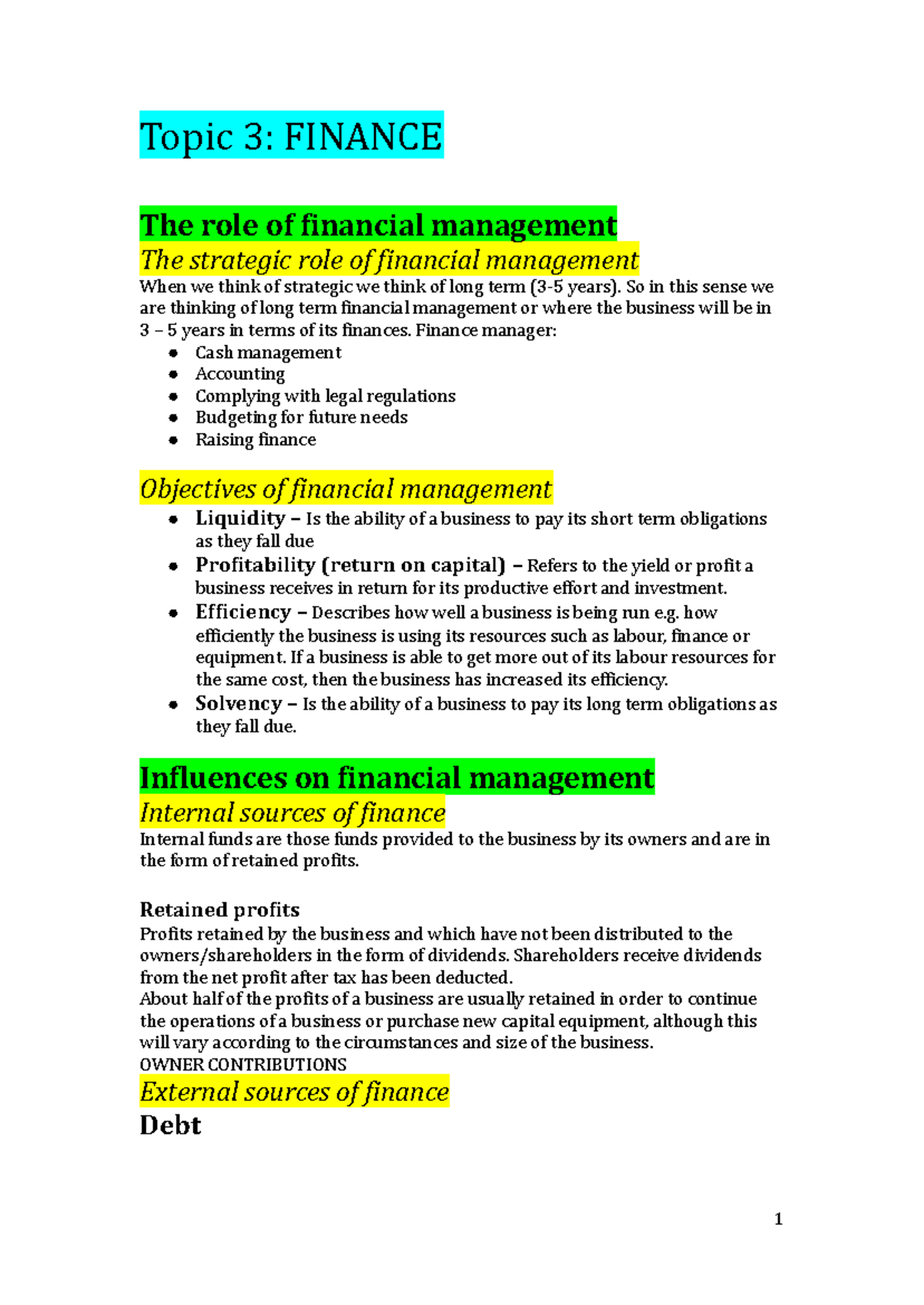 Topic 3: FINANCE - The Strategic Role of Financial Management in HSC ...