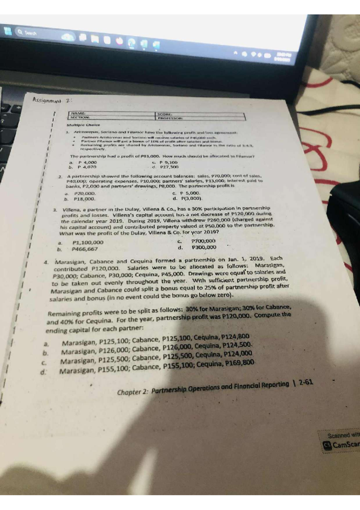 Assignment 2: Partnership Operations & Financial Reporting Practice ...