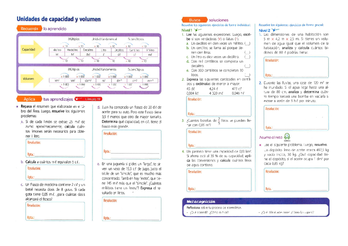 Ficha DE Convesiones DE Capacida Y Volumen - Unidades de capacidad y ...