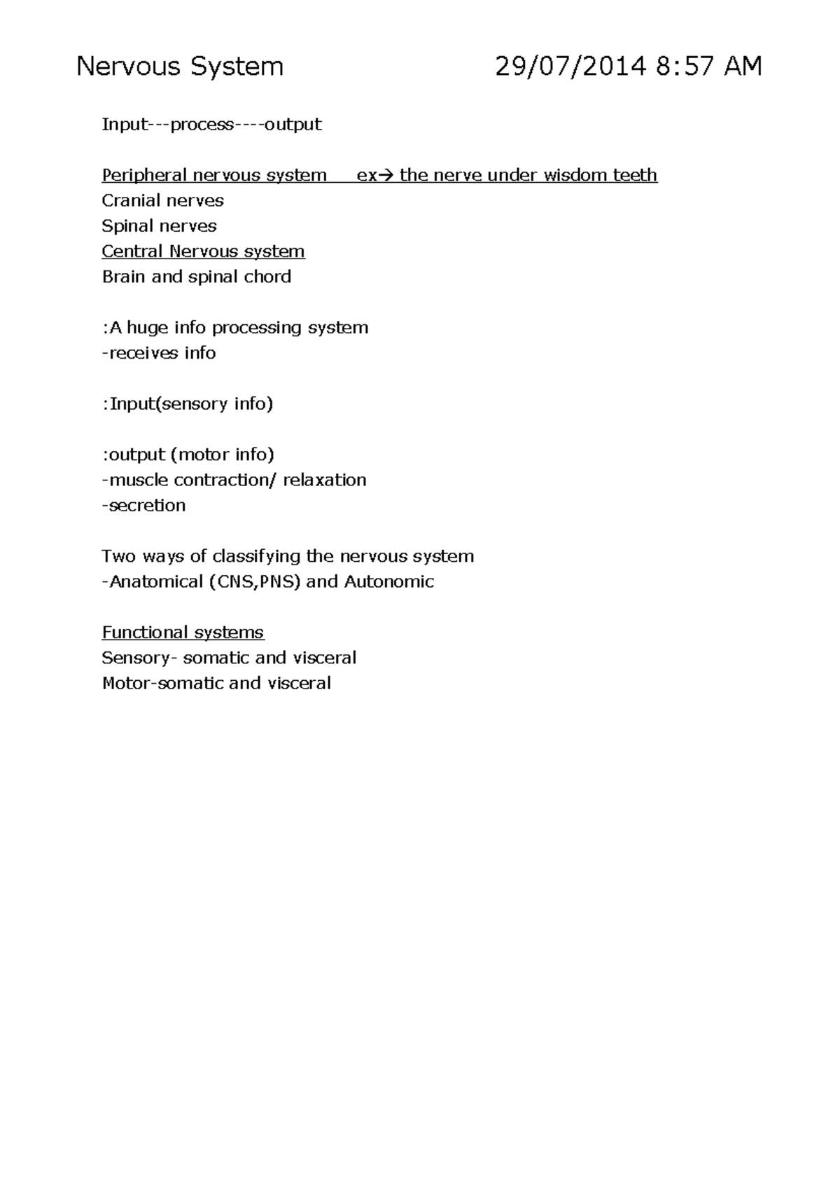 Nervous System Overview - Key Concepts & Disorders (Course Code: NS 101 ...