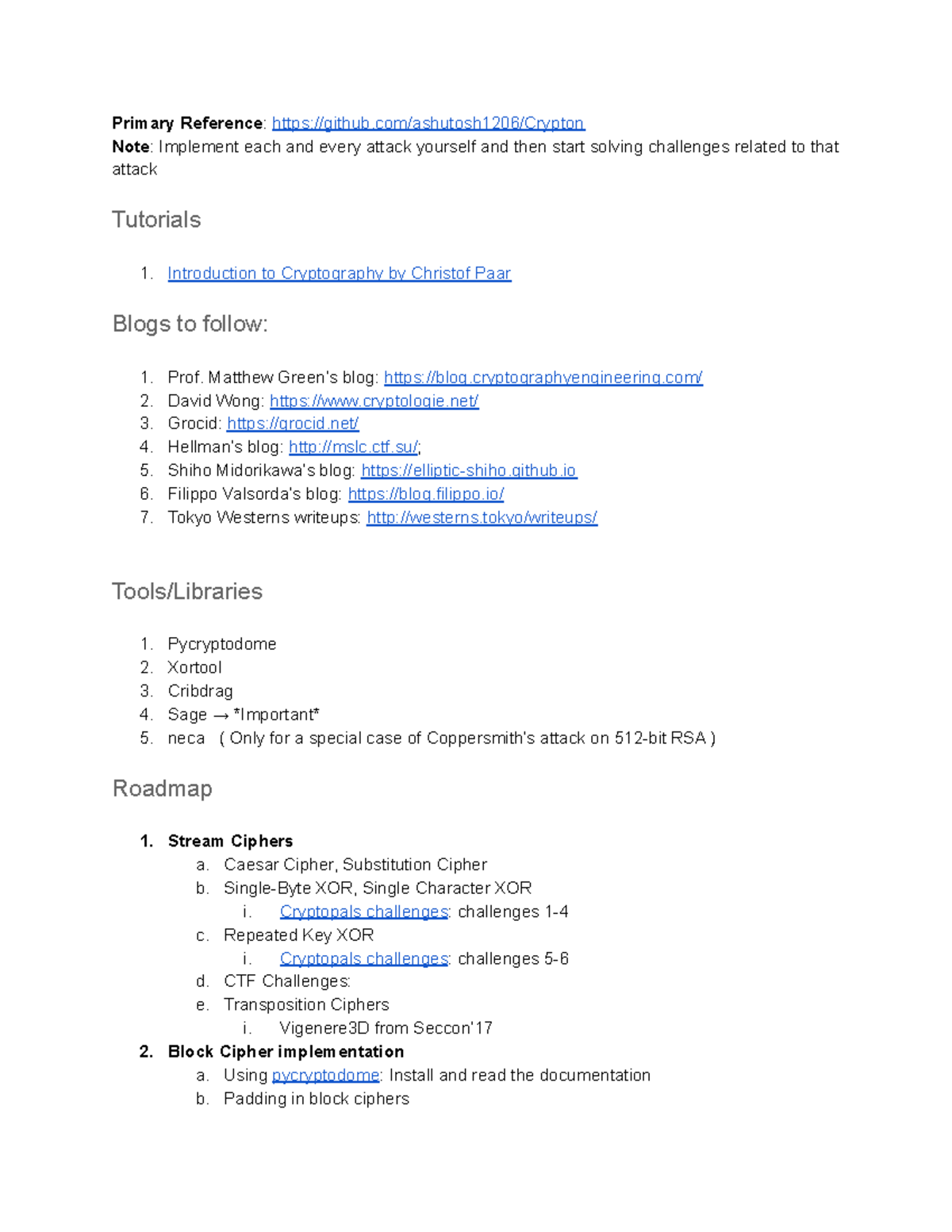 Crypto Roadmap: Essential Resource for Cryptography Practices and Attacks -  Studocu