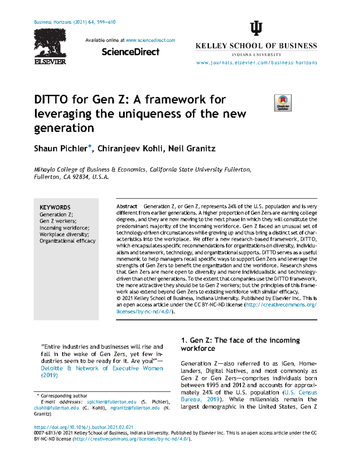 DITTO Framework: Leveraging Gen Z's Unique Workforce Traits - Studocu