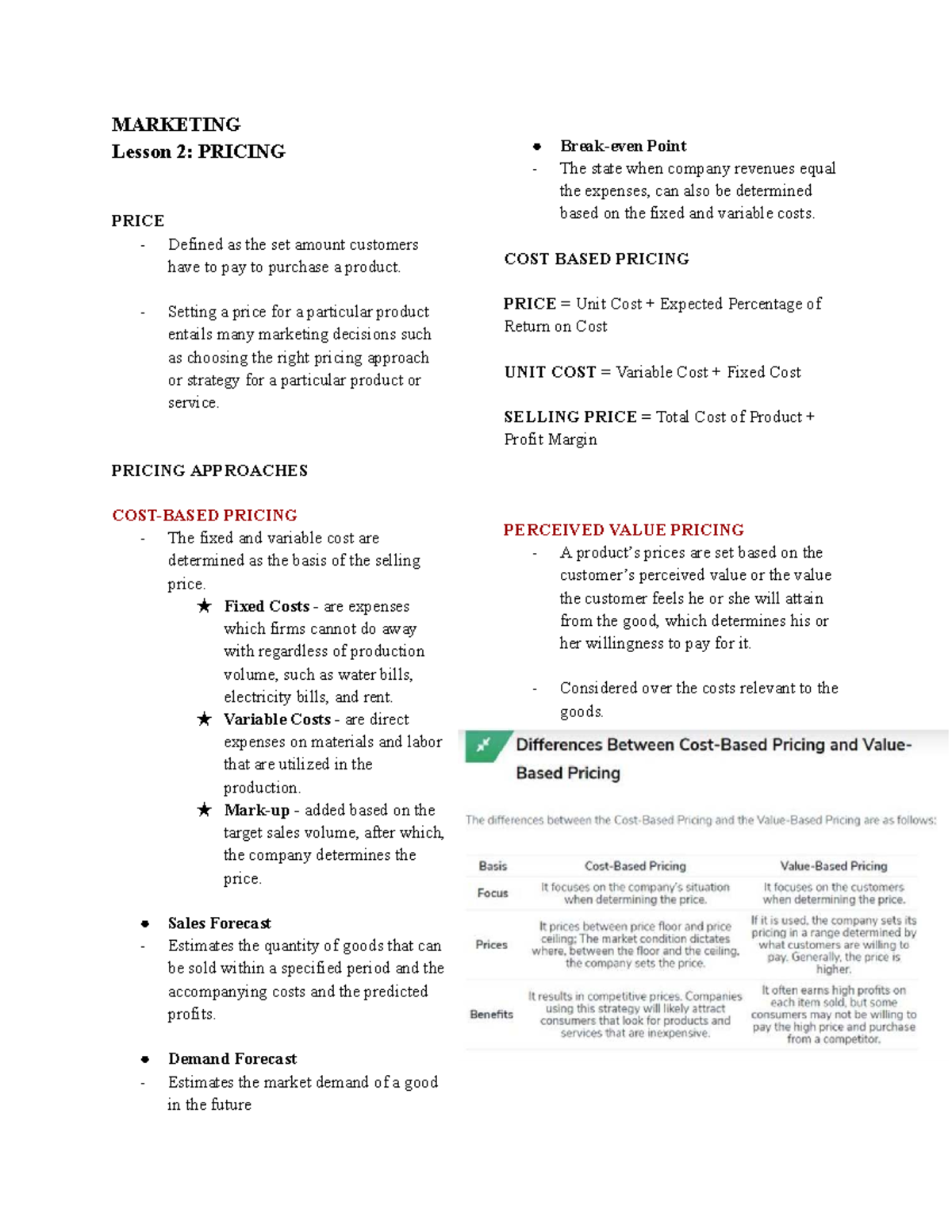 MARKETING (MKT 101) Lesson 2: Pricing Strategies and Approaches - Studocu