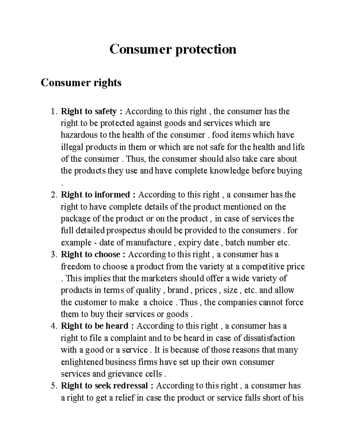 Consumer Protection: Rights, Responsibilities & Legal Framework - Studocu