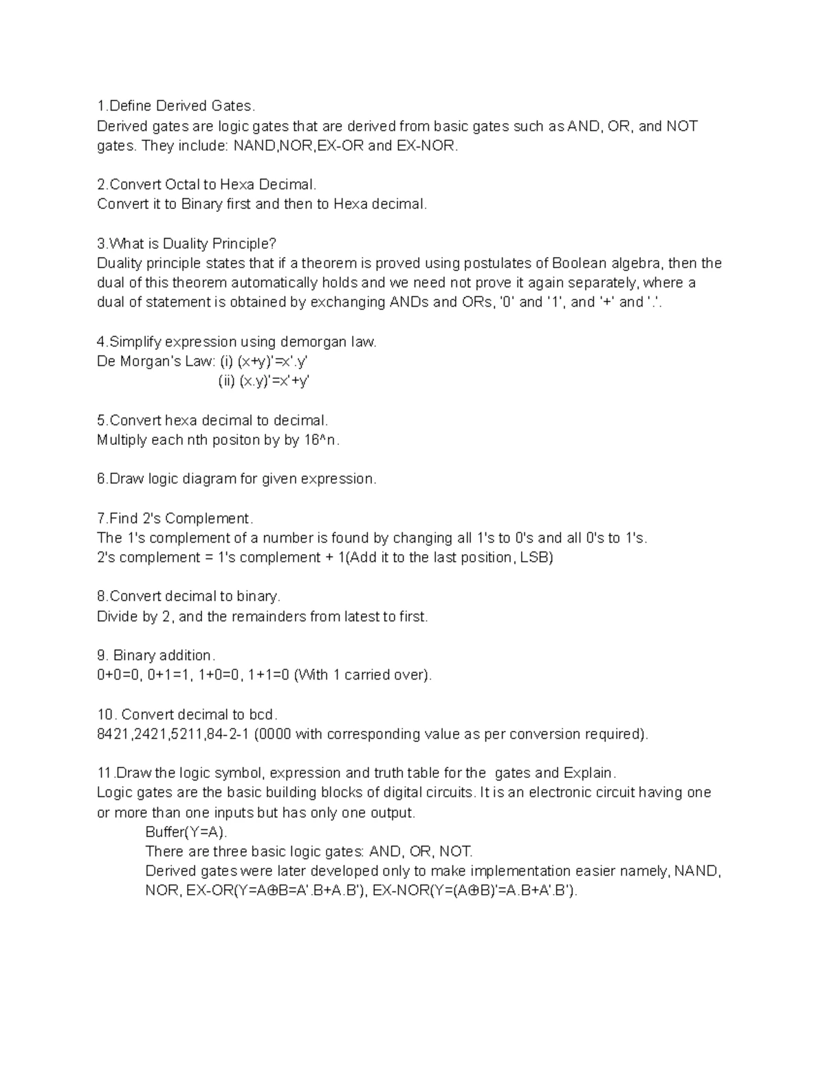 DLF Model Questions - Test: Digital Circuits & Codes Concepts - Studocu