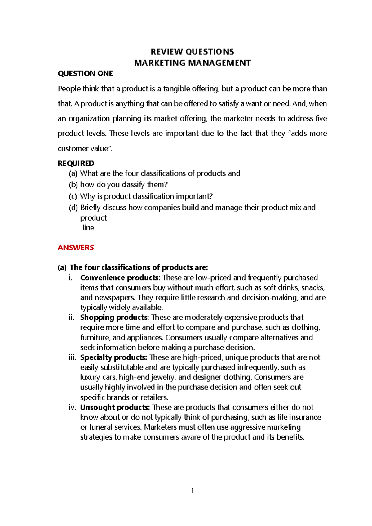 Marketing Management Insights: Review Questions & Answers - Studocu