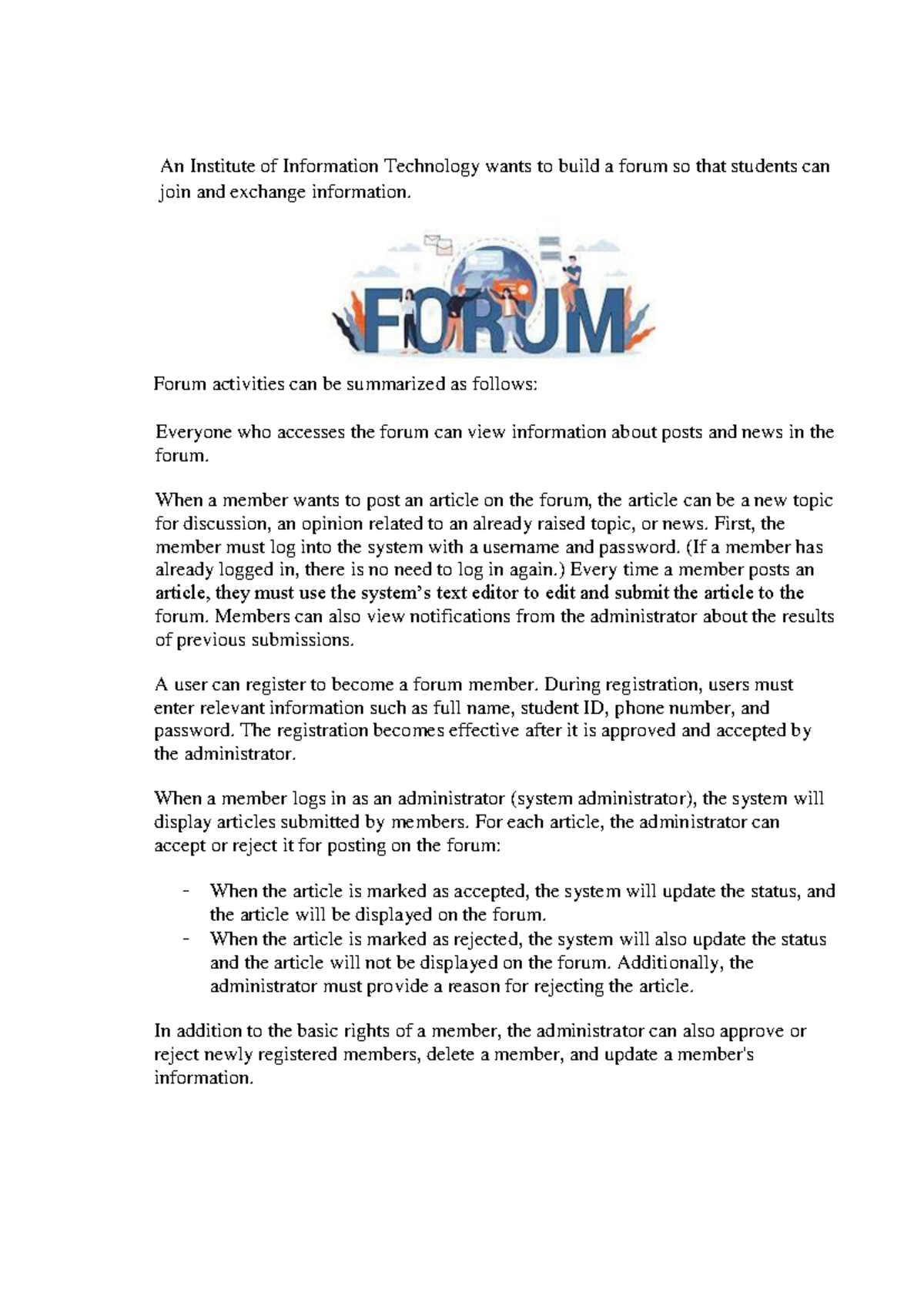 Group Exercise EL1 - Forum Development Overview - Studocu