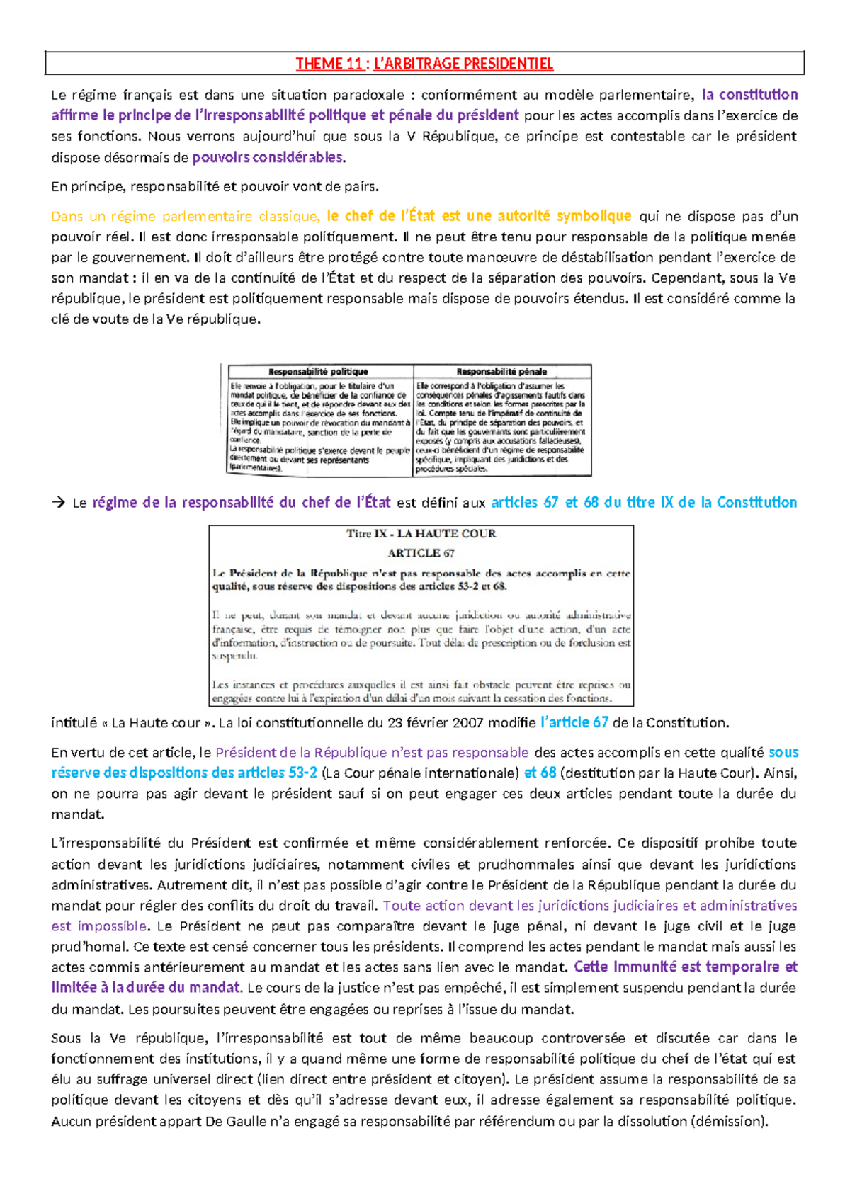 TH 11 - Les Pouvoirs et la Responsabilité du Président sous la Ve ...