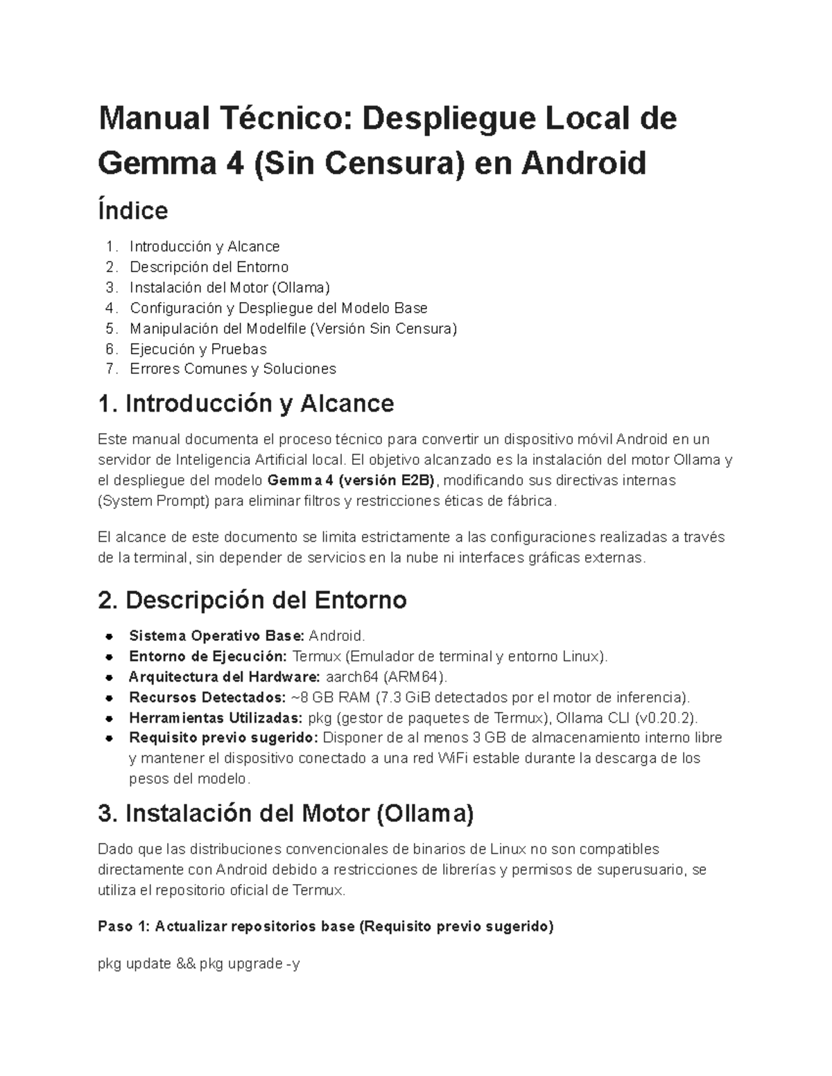 Manual Técnico: Despliegue Local de Gemma 4 en Android con Ollama - Studocu