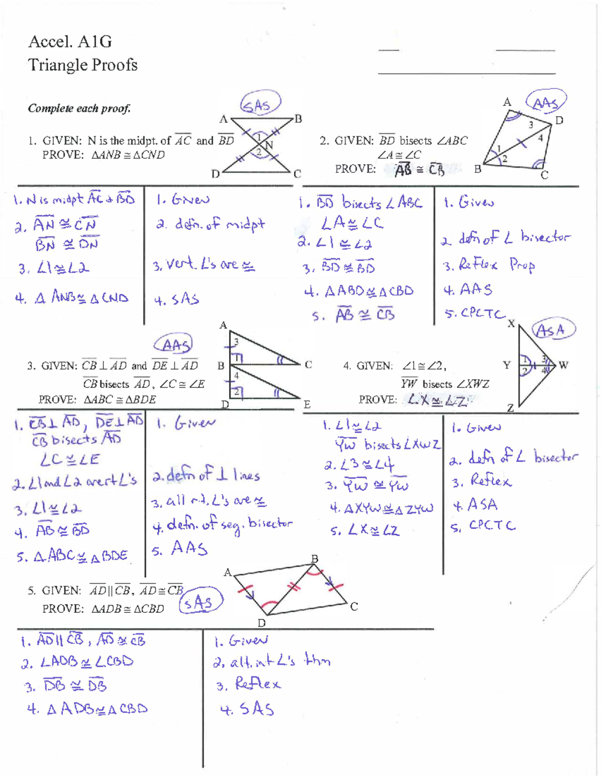 Accel. AlG Triangle Congruence Proofs - Day 6 Hmk KEY - Studocu
