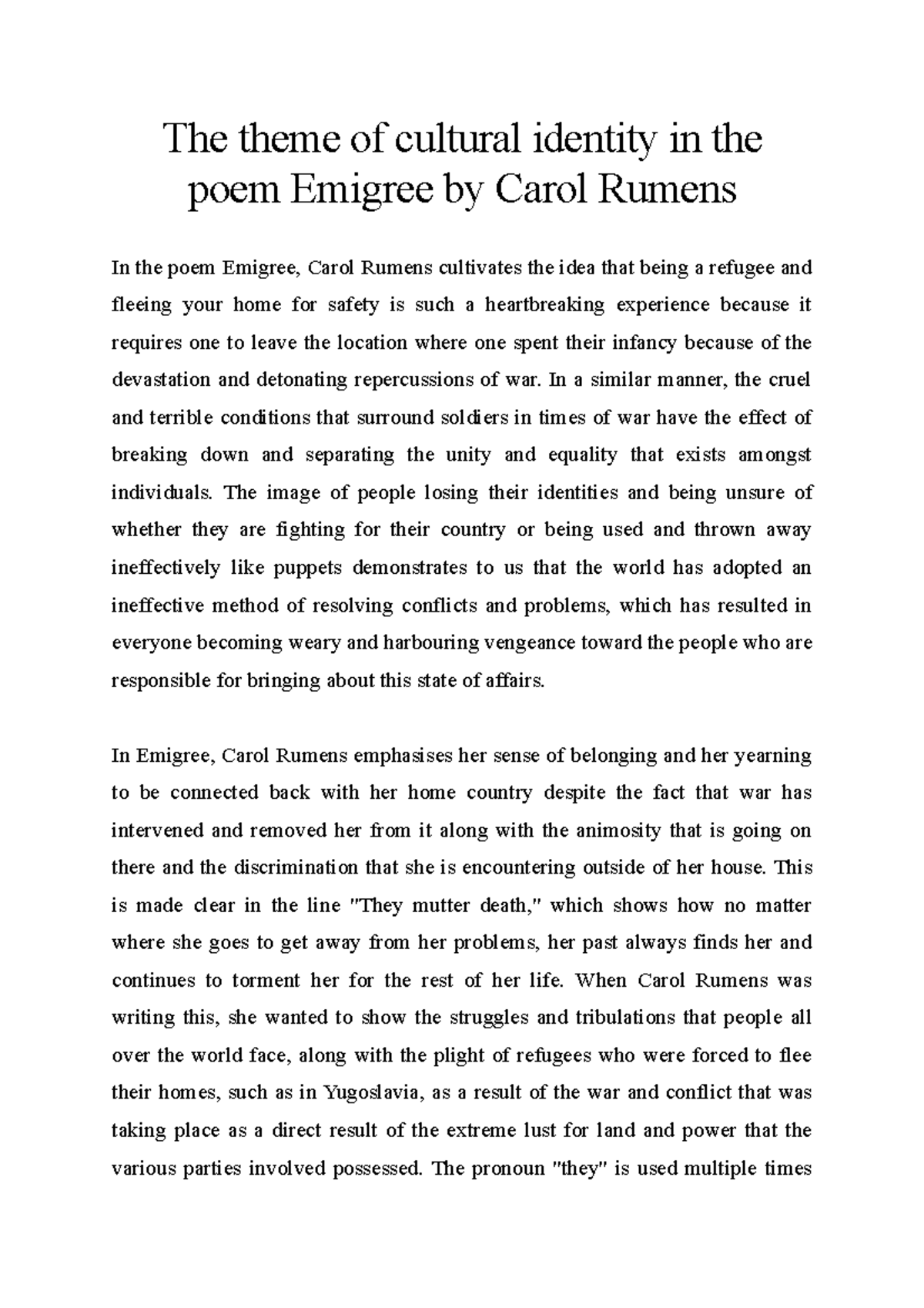 Emigree Poem The Emigree By Carol Rumens. Ppt Download