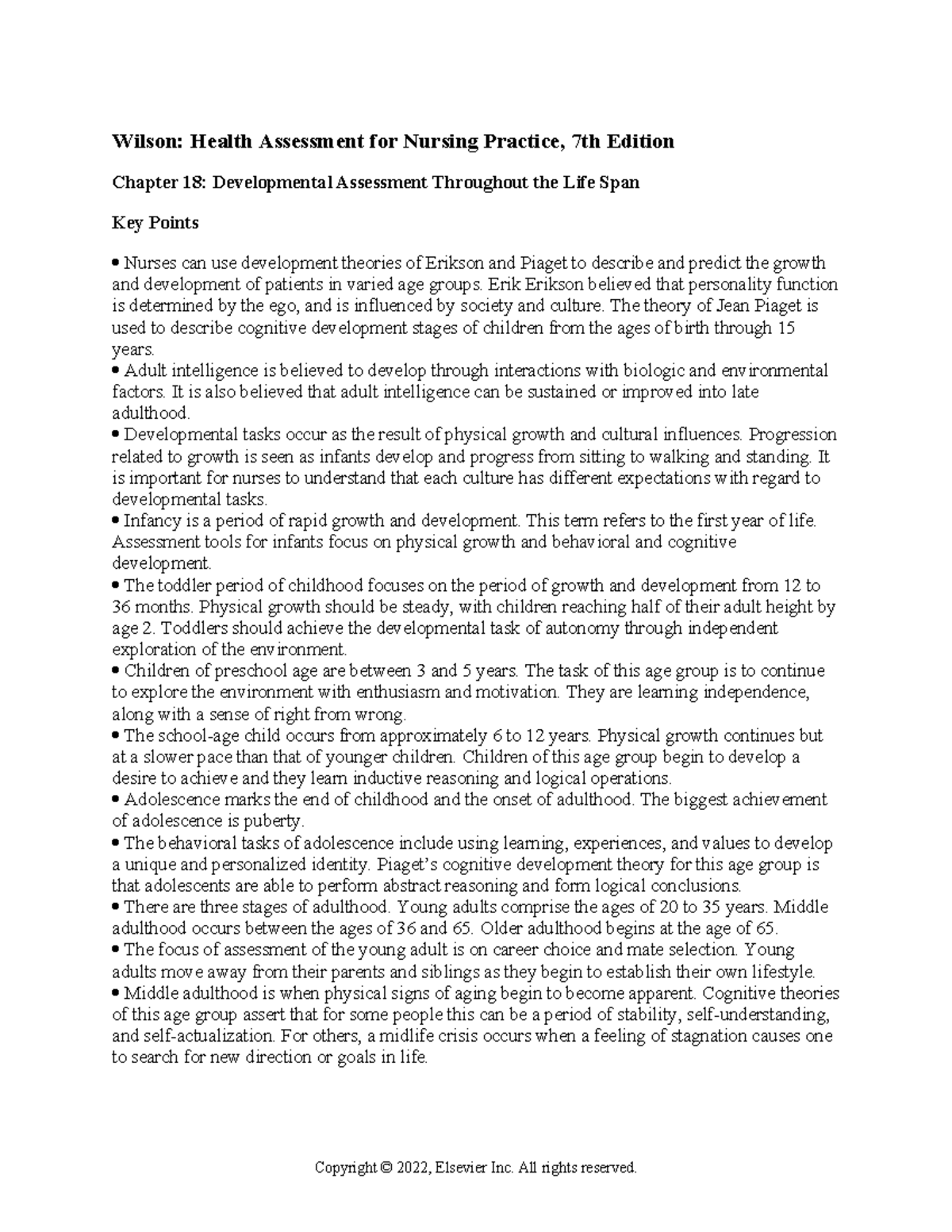 Chapter 18: Developmental Assessment Across the Life Span - Key Points ...