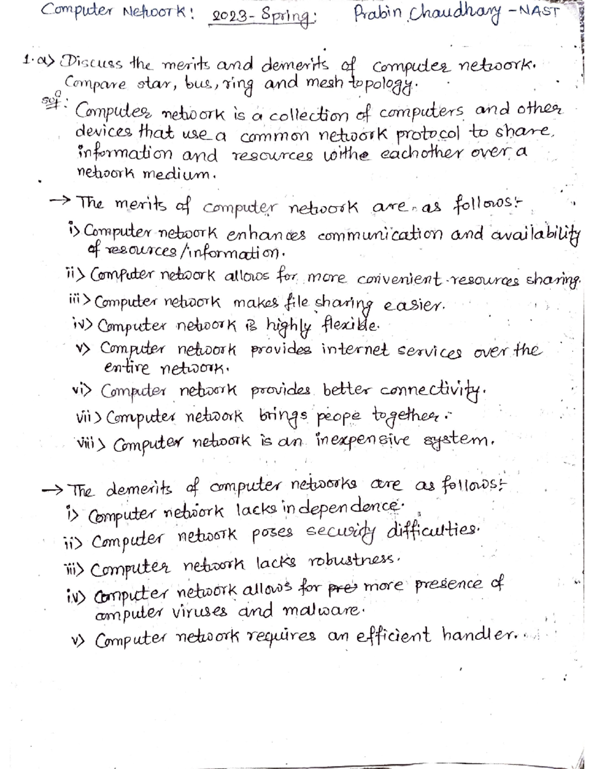 Computer Network Concepts & Topologies: CN 2023 Spring Study Notes ...