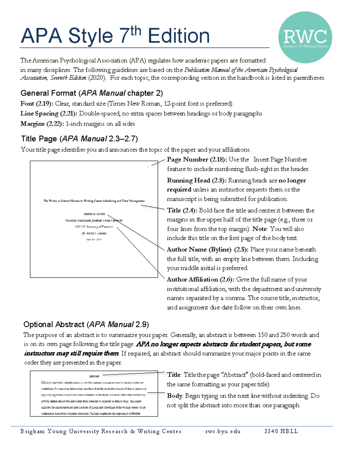 APA 7th Edition Formatting Guidelines for Academic Papers - Studocu