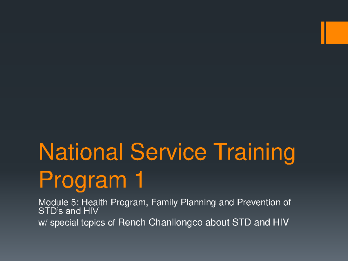 Module 5-NSTP 1-Health Program: HIV and STD Prevention Insights - Studocu