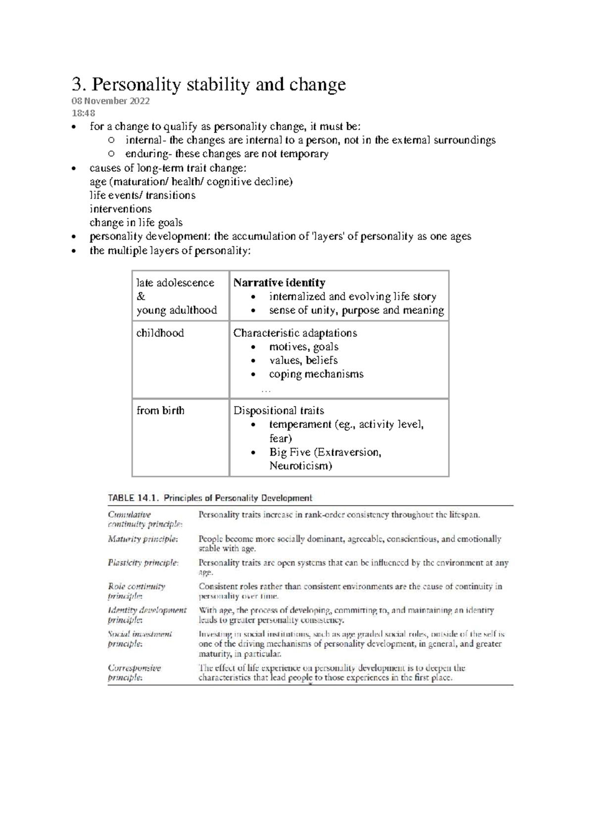 3. Personality Stability and Change: Insights and Theories - Studeersnel