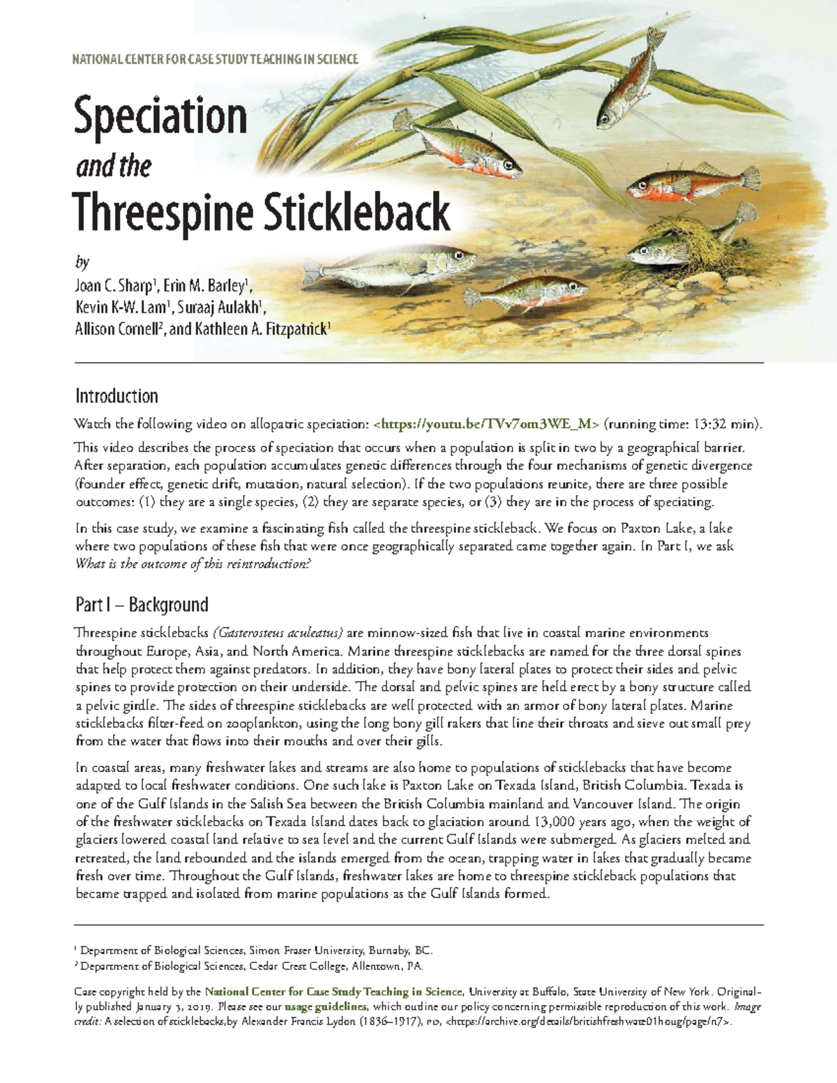 Threespine Stickleback Speciation Case Study (BIO 101) - Studocu
