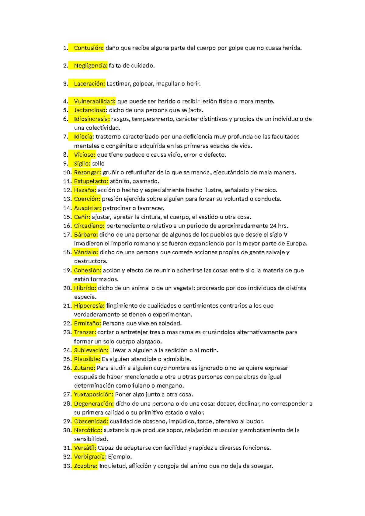 Definicionessssssssssss - Contusión: daño que recibe alguna parte del ...