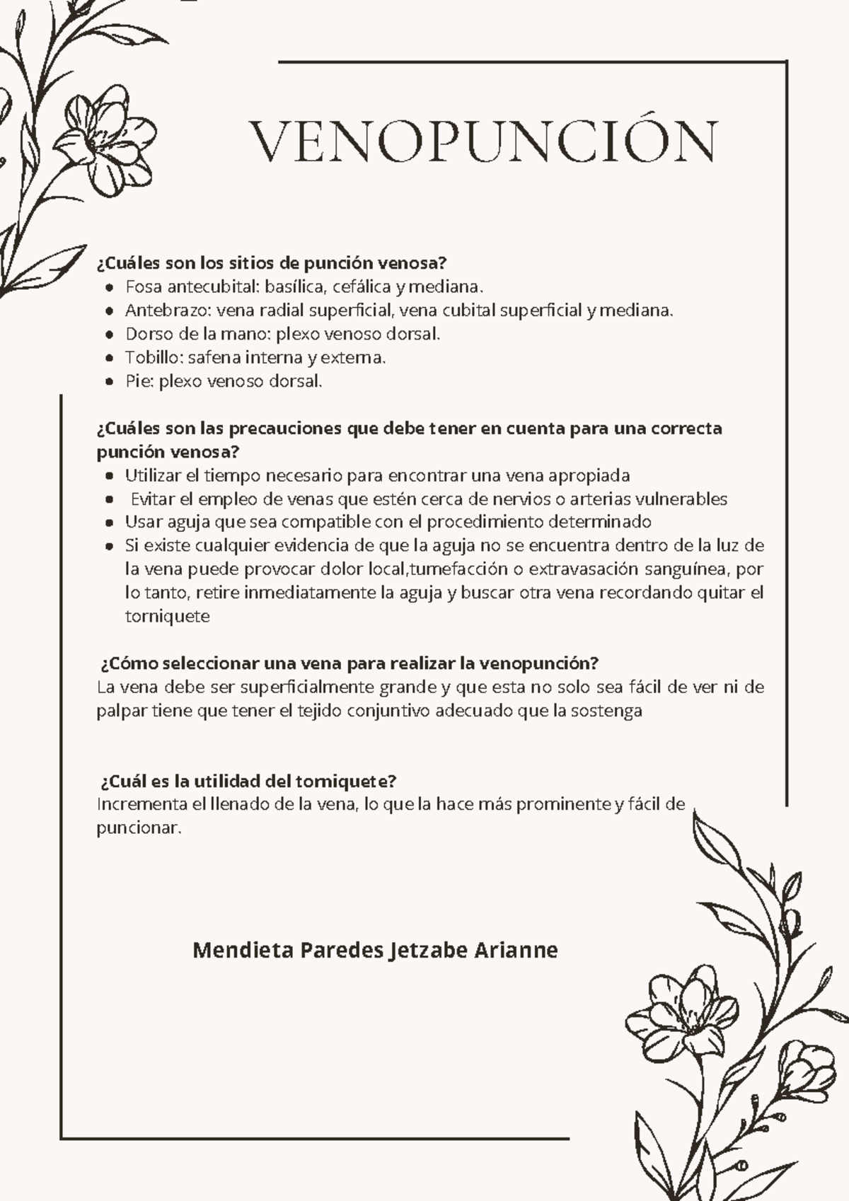 Venopunción: Guía de Sitios y Precauciones de Punción Venosa - Studocu