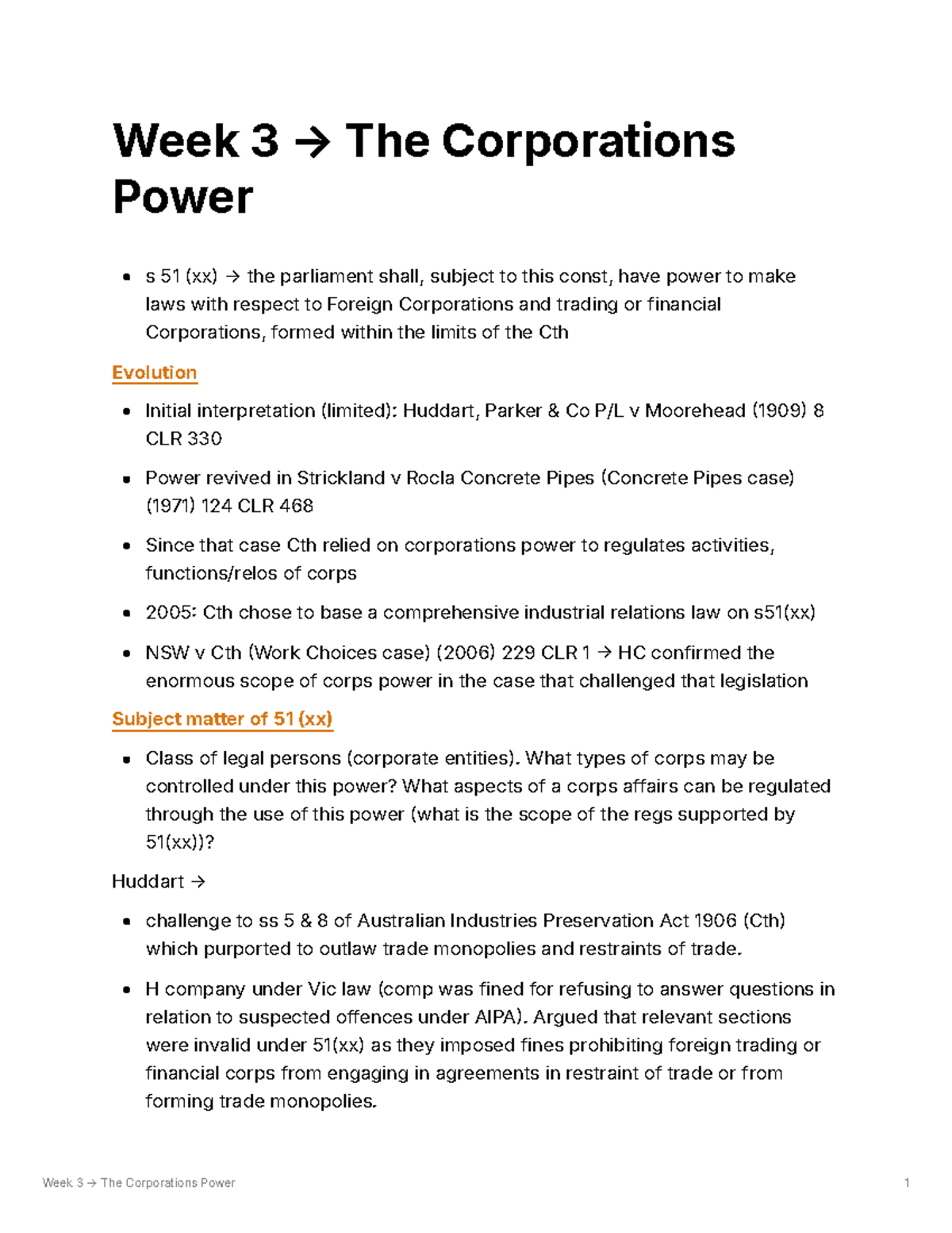 Constitutional Corporations Law: Comprehensive Notes for Week 3 Content ...