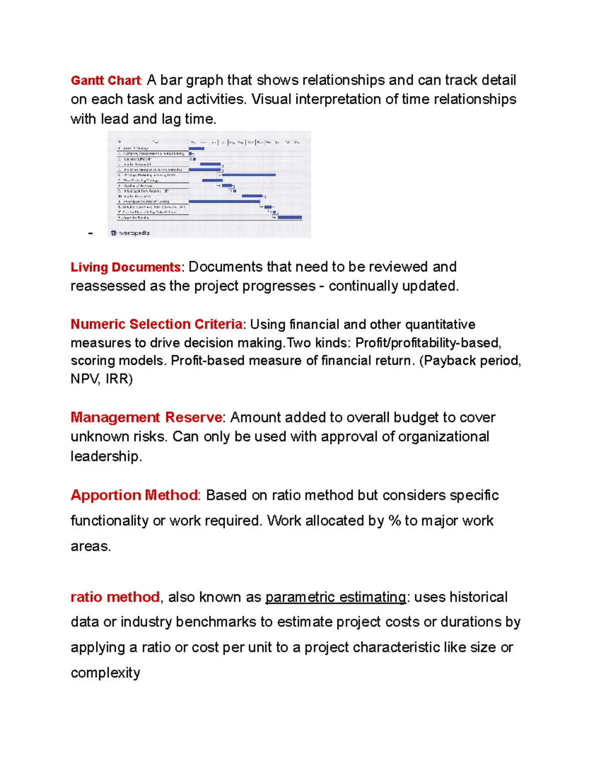 Project Management Study Review - Concepts & Terms - C722 - Studocu