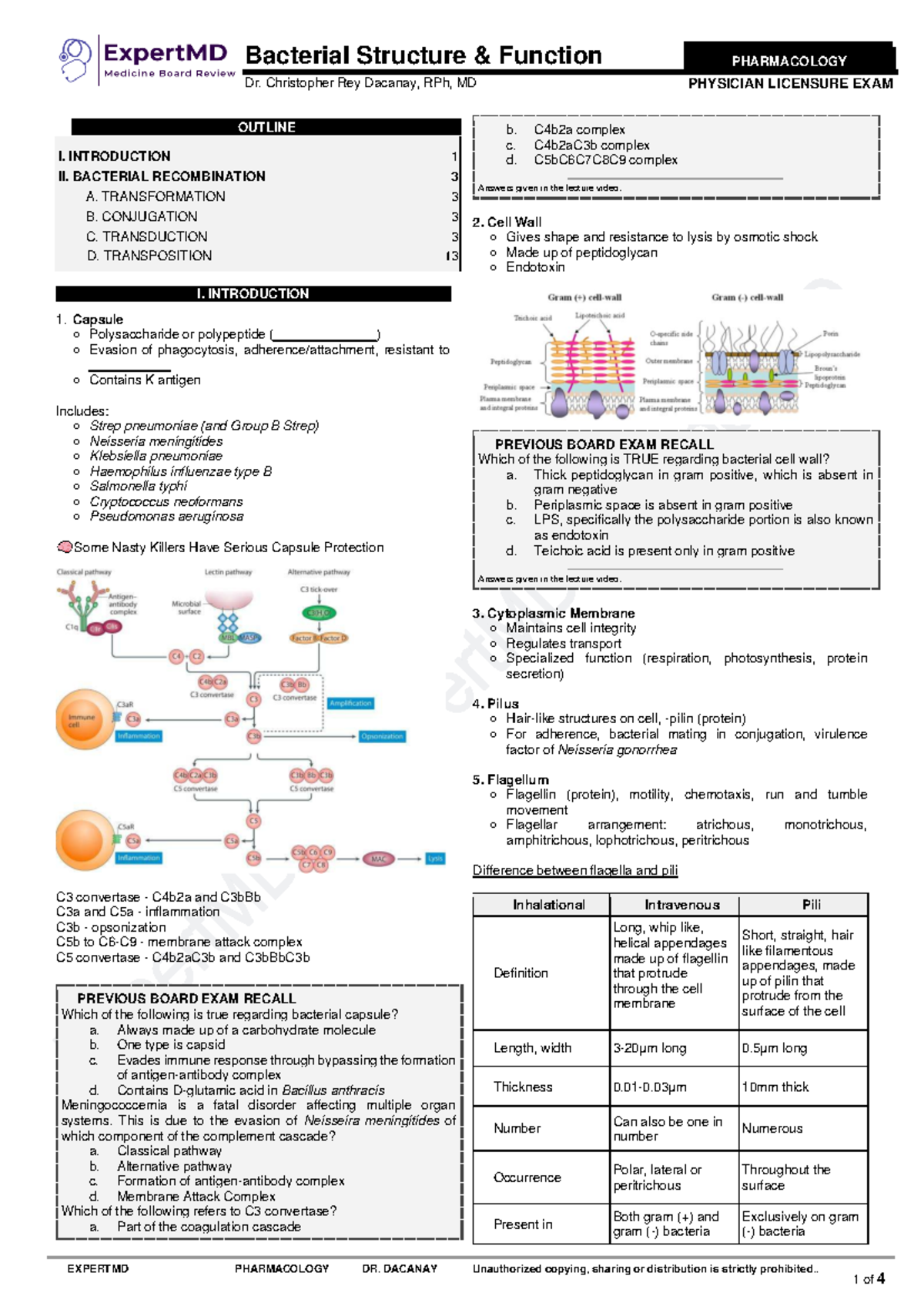 Bacterial Structure and Function Outline - PHARMACOLOGY 01 - Studocu