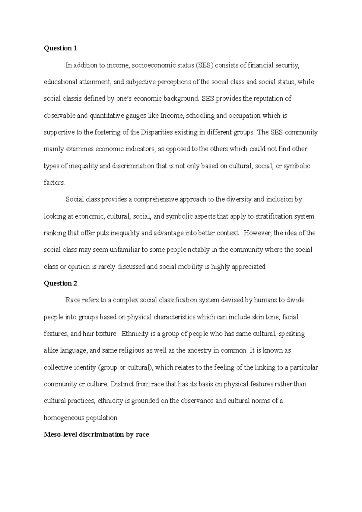 SOC 301 - Exam Notes: Socioeconomic Status, Race, and Discrimination ...