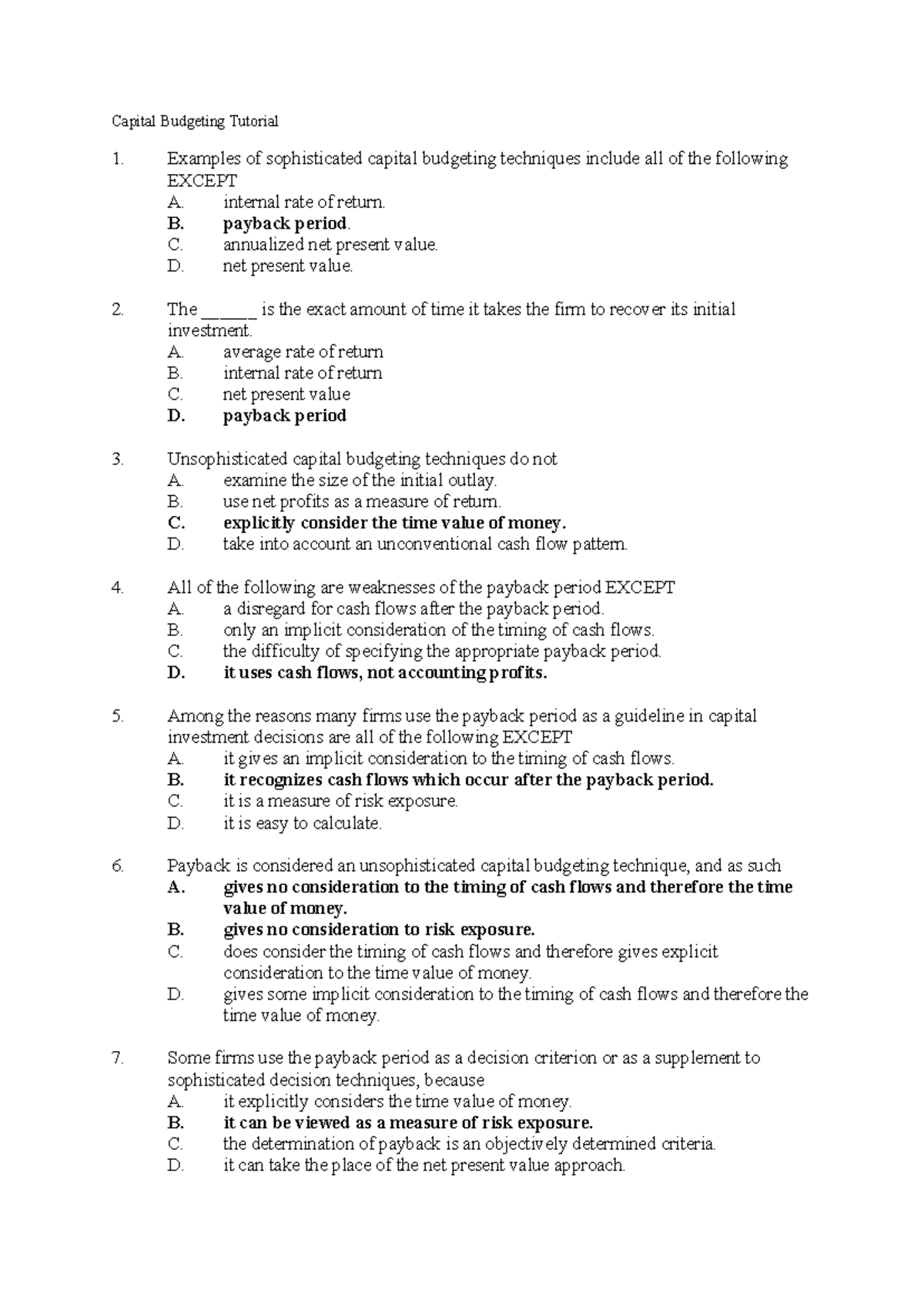 Capital Budgeting Techniques: A Comprehensive Tutorial (FIN 101) - Studocu