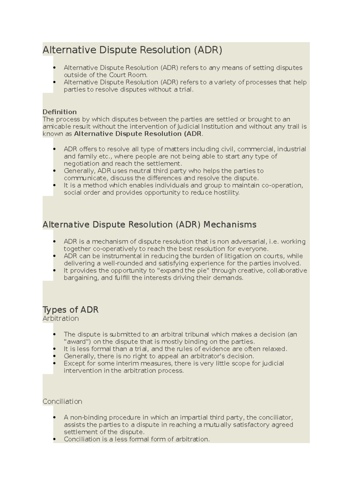 Different Types Of Adr Mechanisms