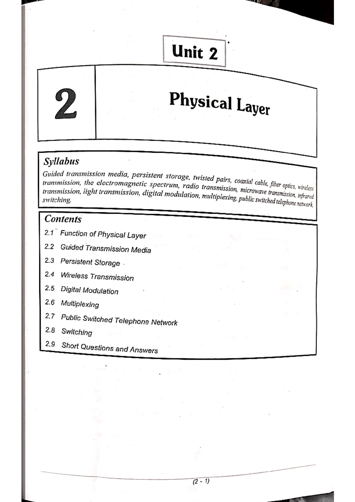 CN Unit 2 - Physical Layer Syllabus and Transmission Media Overview ...