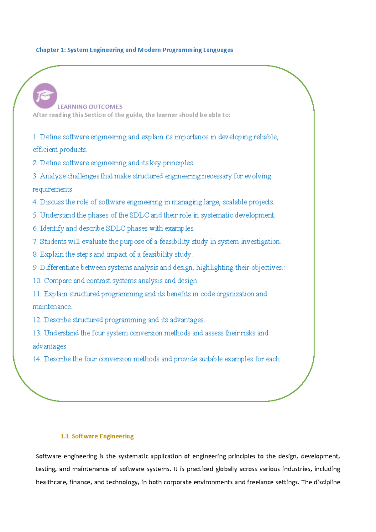 Chapter 1: System Engineering and Modern Programming Languages - Studocu