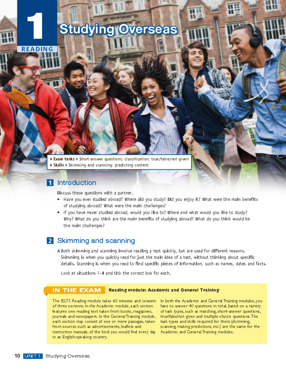 Ielts Express Int Unit 1 Students Book - Exam tasks Short-answer ...