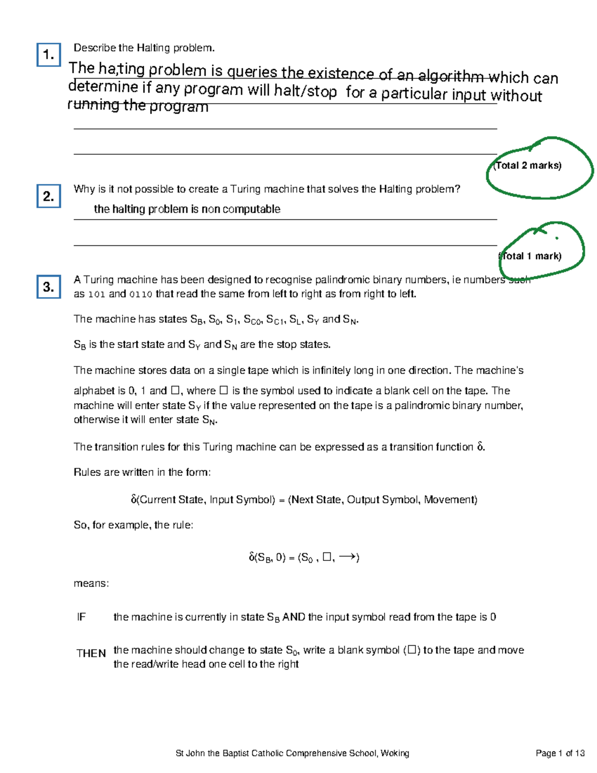 4.4 - Practice Questions on the Halting Problem and Turing Machines ...