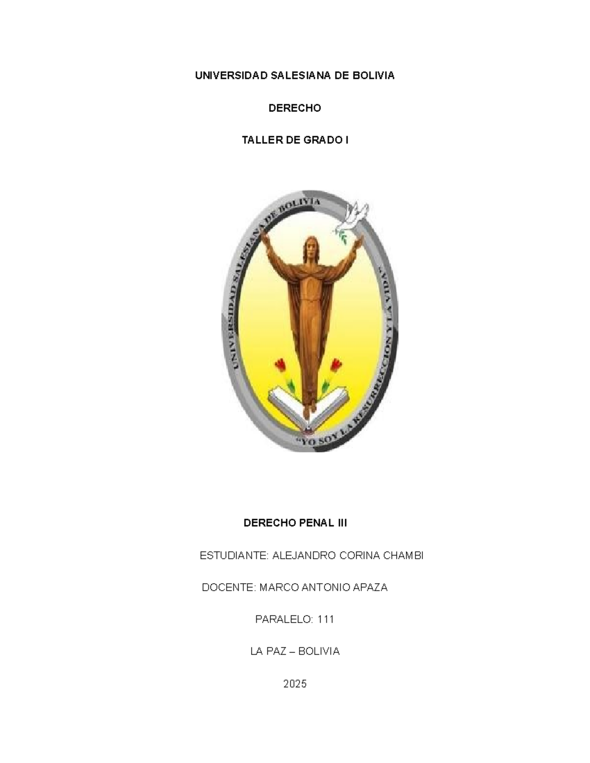 Derecho Penal III - Taller de Grado I: Estructura y Clasificación del Tipo Penal - Document Preview