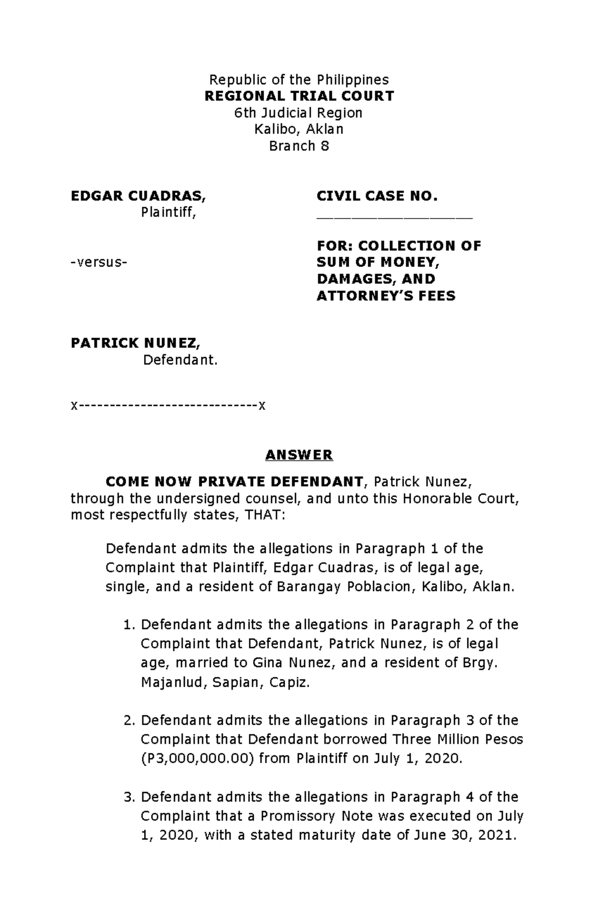 UST 2015 BAR Q Civil Law Suggested Answers and Explanations - Studocu