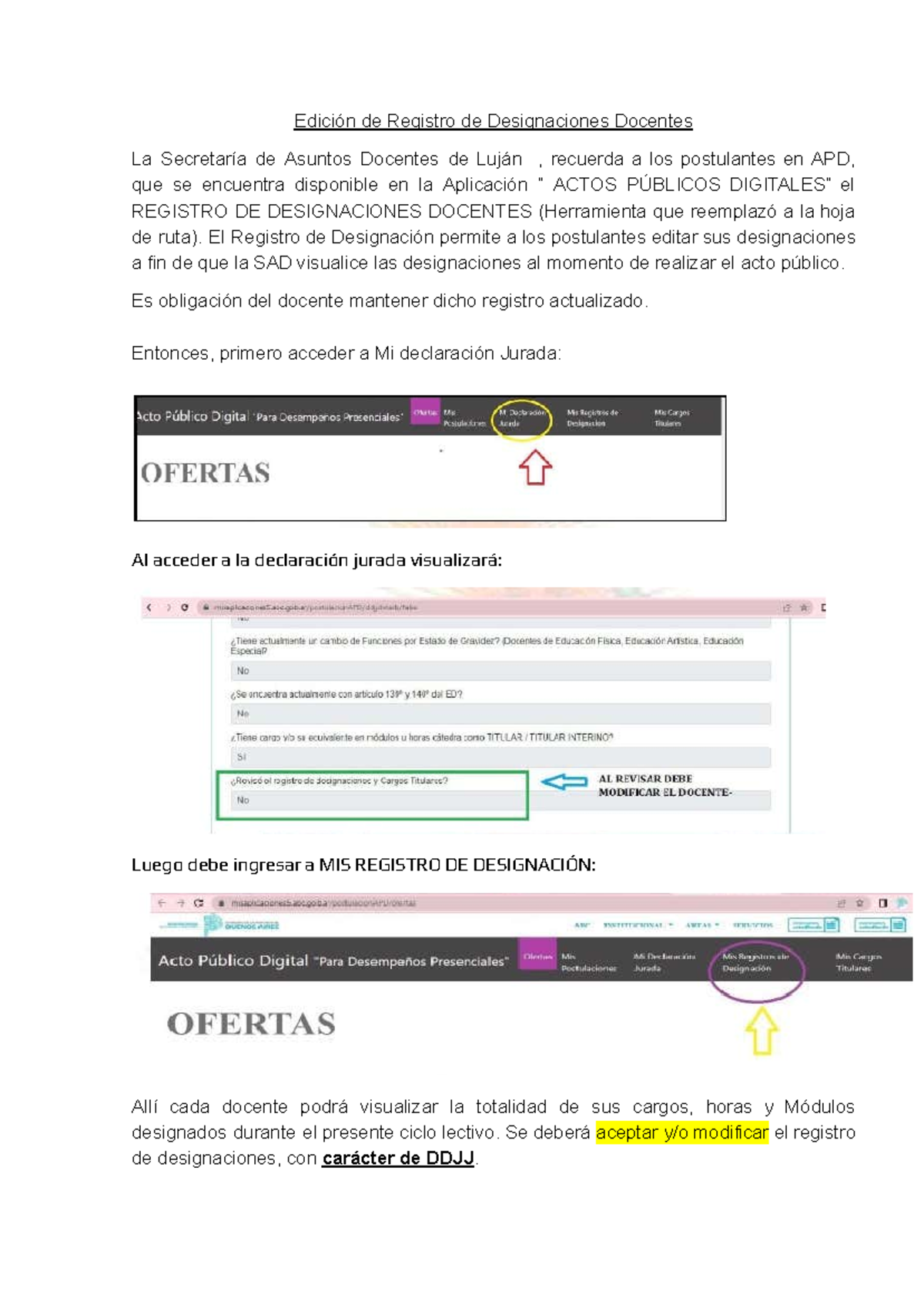 Instructivo para Actualizar el Registro de Designaciones Docentes en ...