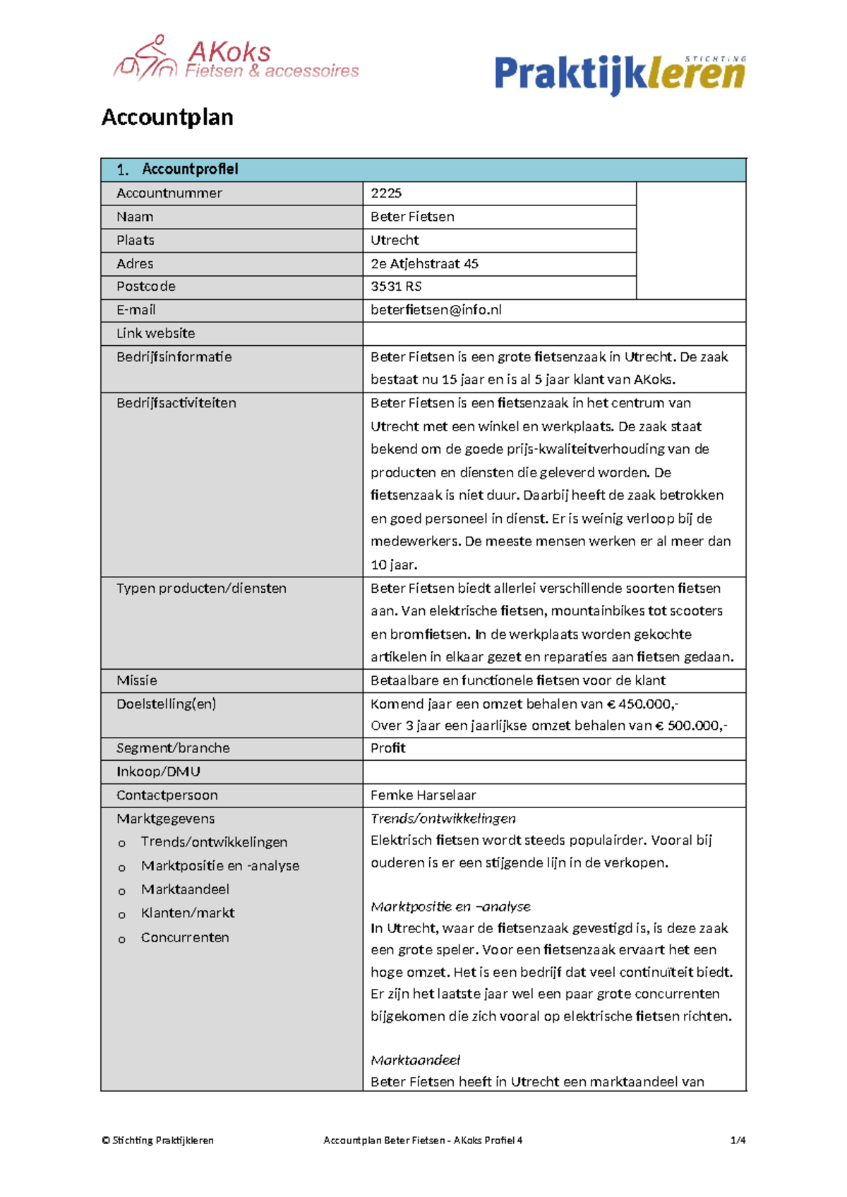 Accountplan voor Beter Fietsen: Strategie en Analyse - Studeersnel