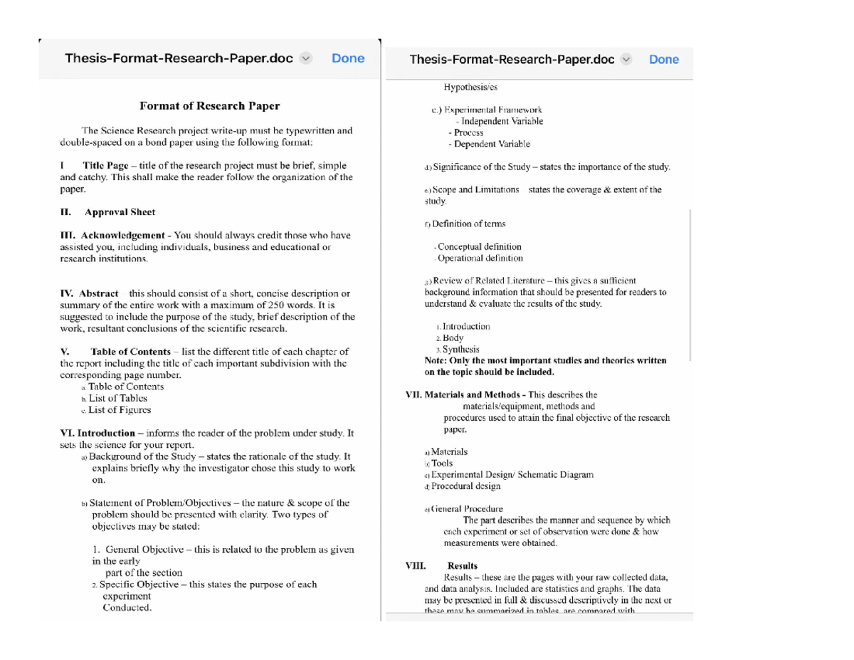 Research Paper Format Guidelines for Science Projects - Studocu