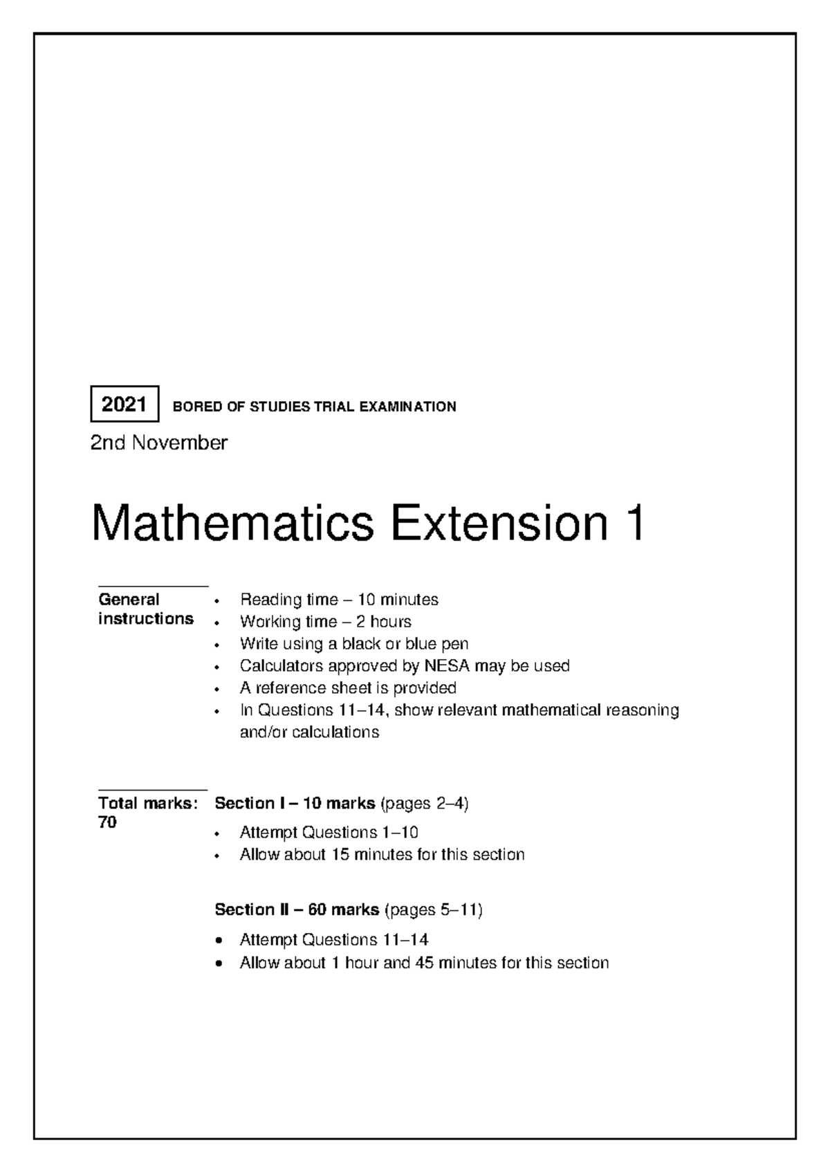 2021 Bo S Trials Mathematics Extension 1 - Supporting the HSC student ...