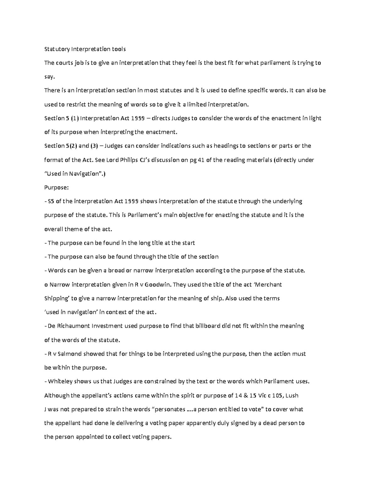 Statutory Interpretation Tools: Key Principles and Case Studies - Studocu