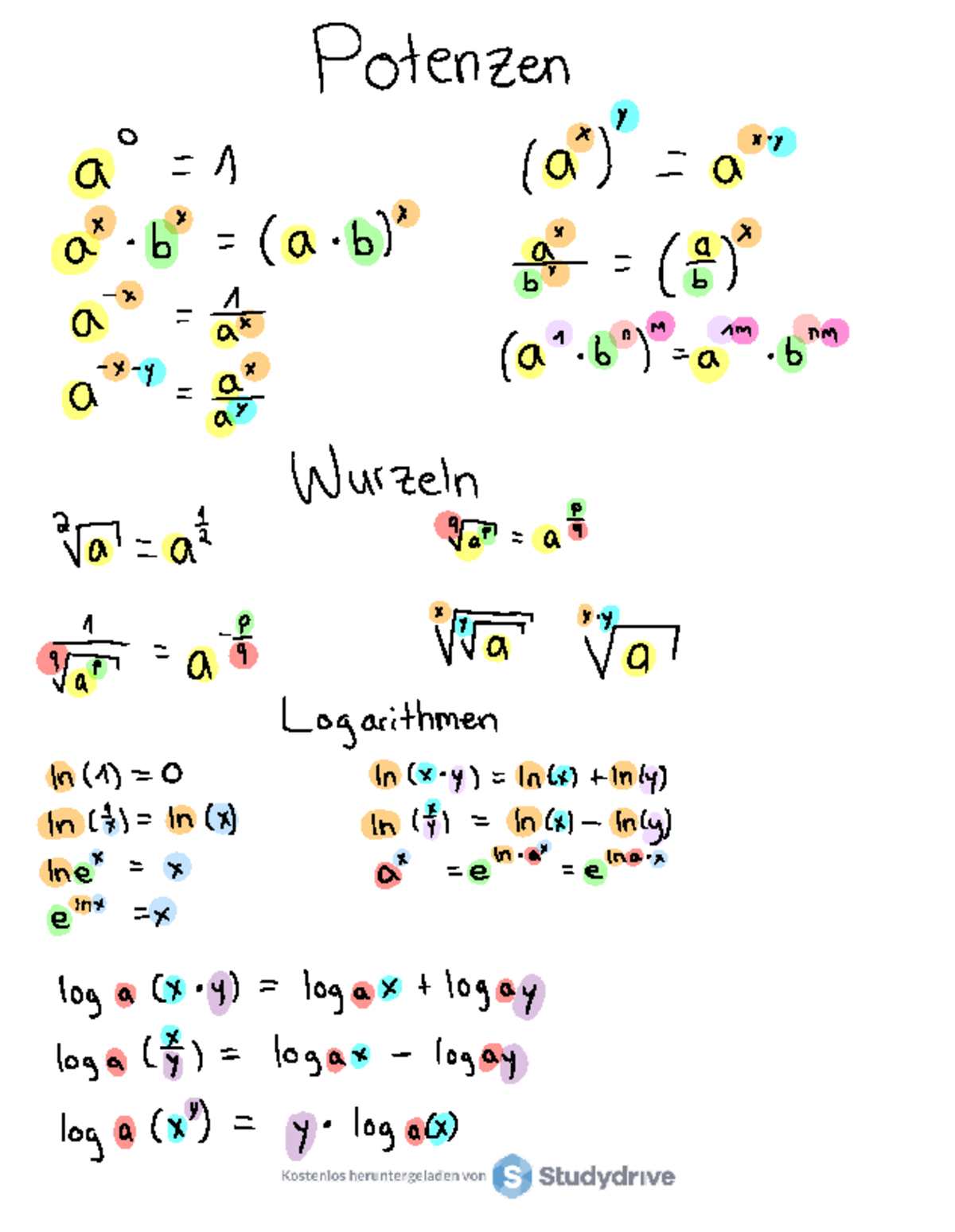 Mathe 1 Zusammenfassung: Potenzen, Logarithmen und Mengenlehre - Studocu