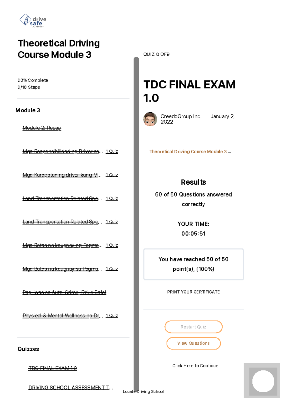 TDC Final Exam 1.0: Theoretical Driving Course Overview - Studocu