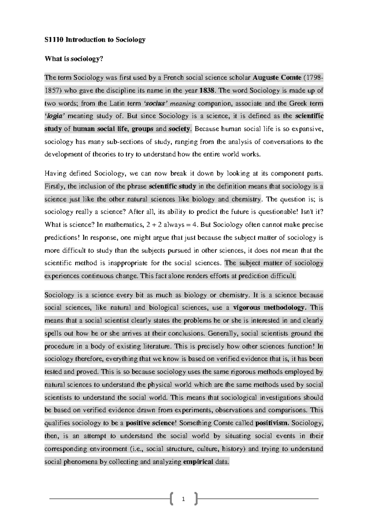 SOC 1110 Batch - Lecture note for Introduction to Sociology - S1110 ...