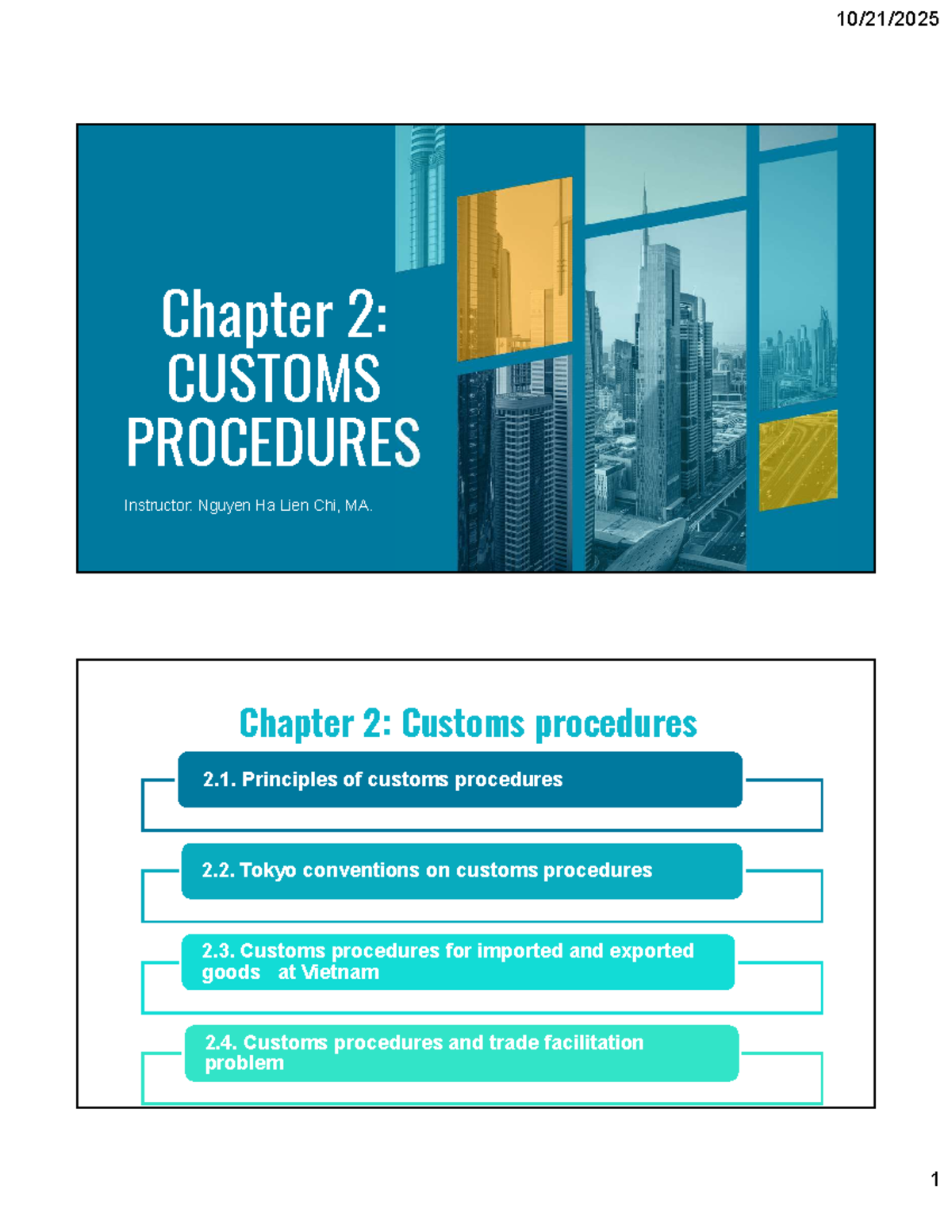 Customs Affairs - Chapter 2: Customs Procedures Overview - Studocu