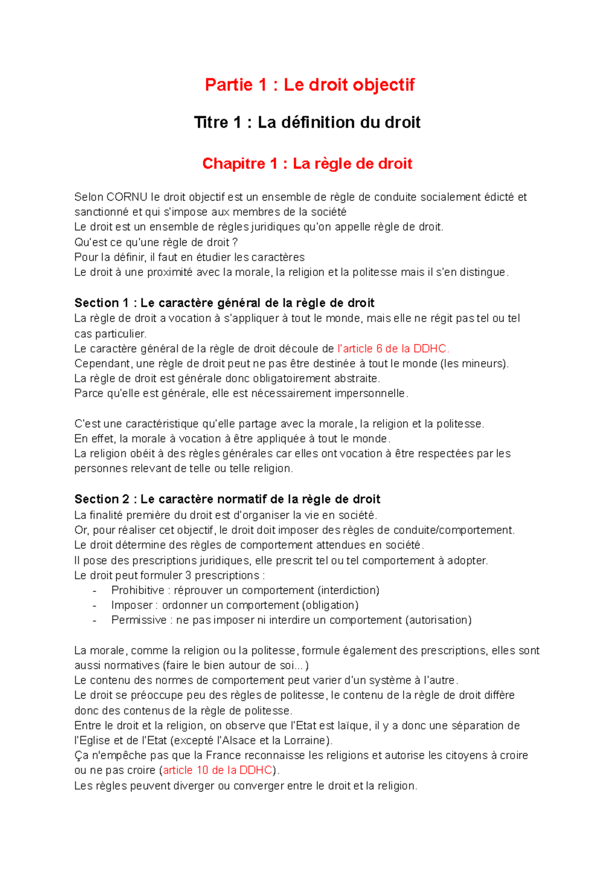 P1 ; T1 - Introduction au Droit Objectif et Règles de Droit - Studocu