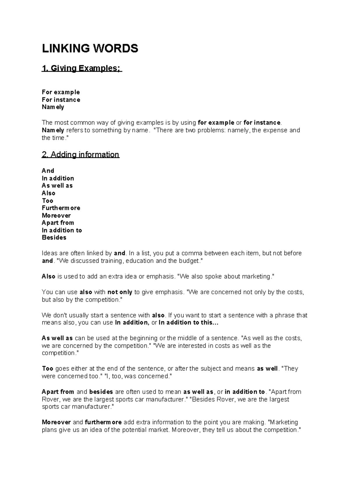 Linking Words and Phrases for Effective Writing - Study Notes - Studeersnel