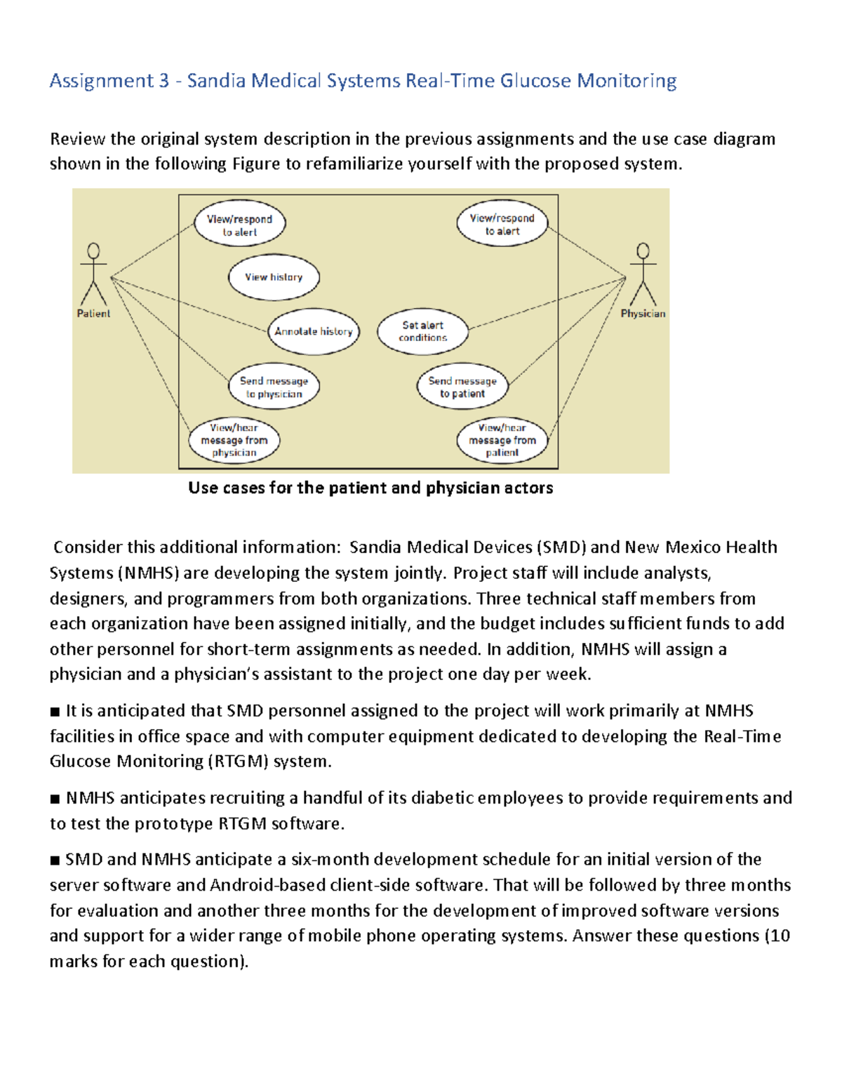 Assignment 3 - Sandia Medical Systems RTGM Project Overview - Studocu