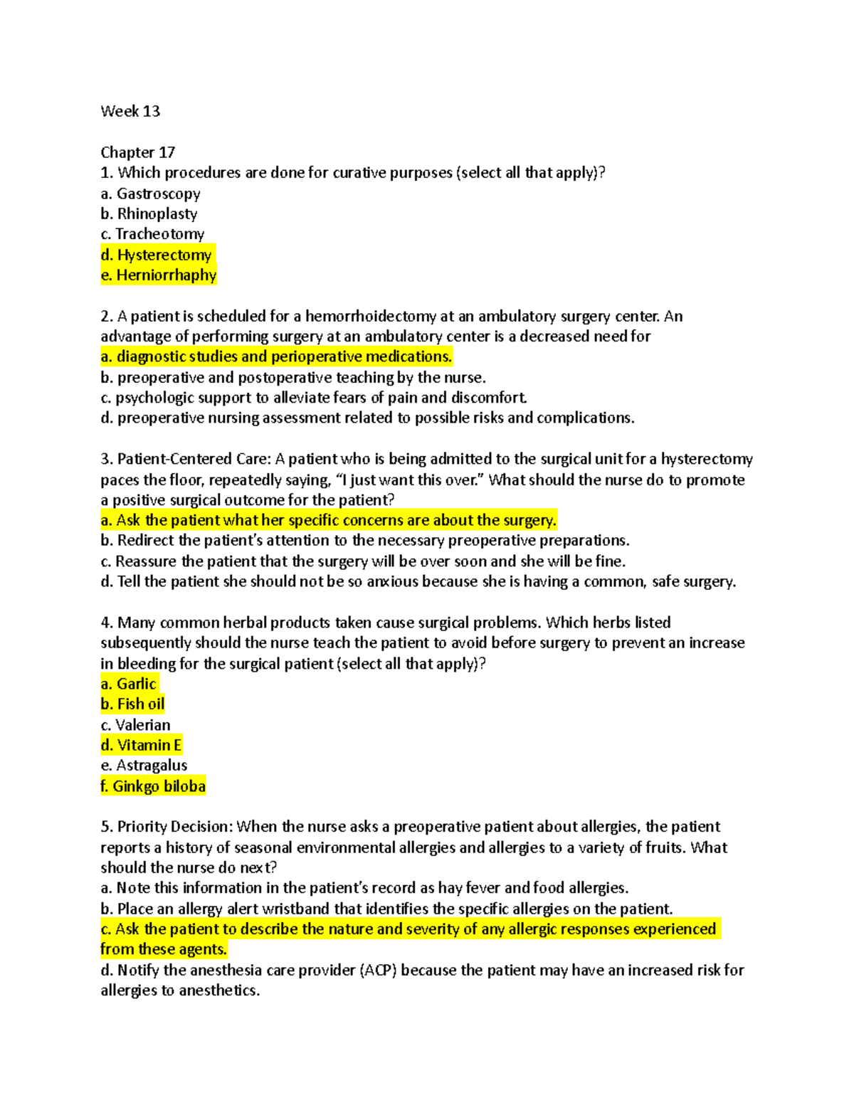 Week 13 Lecture Notes: Chapters 17, 18, 19, 47 Review - Studocu