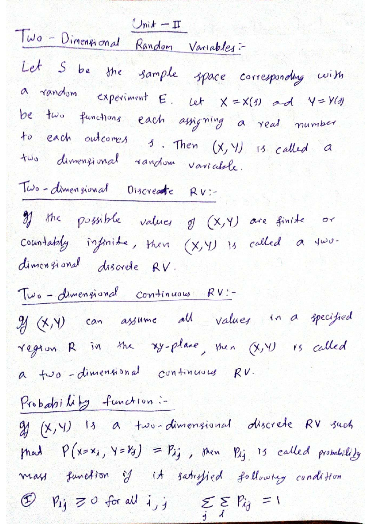 Unit 2: Probability and Stochastic Processes Notes - Studocu