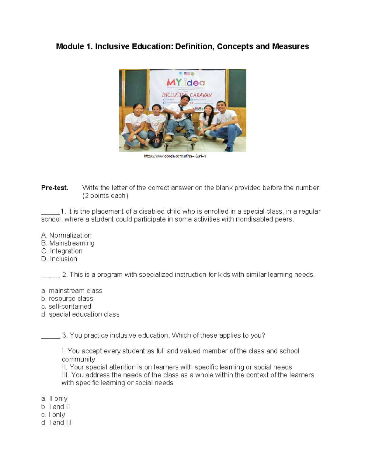 Module 1: Inclusive Education - Key Concepts and Strategies - Studocu